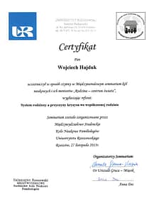 Certyfikat za wygłoszenie referatu