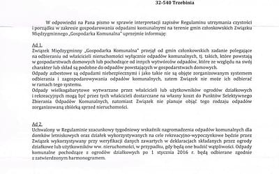 Odpowiedź od ZM „GK” w Chrzanowie na zapytania