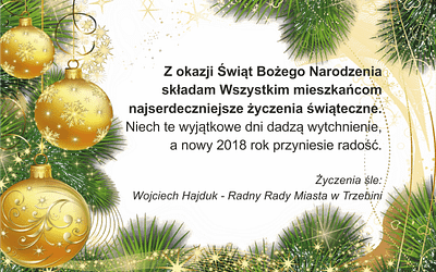 Świąteczne życzenia dla mieszkańców Trzebini