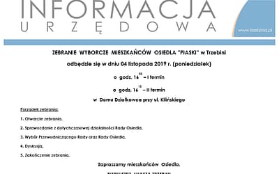 Zebranie sprawozdawczo-wyborcze Rady Osiedla Piaski