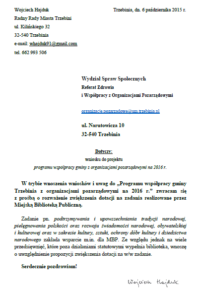 Ws. projektu współpracy z ngo