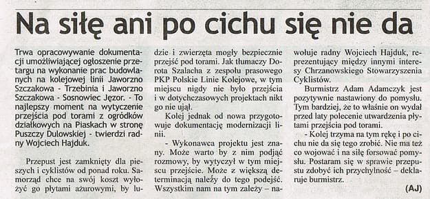 o przejściu pod torami