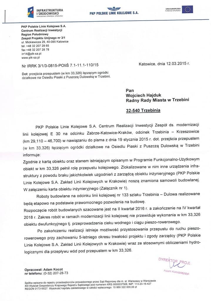 Odpowiedź ws. przepustu